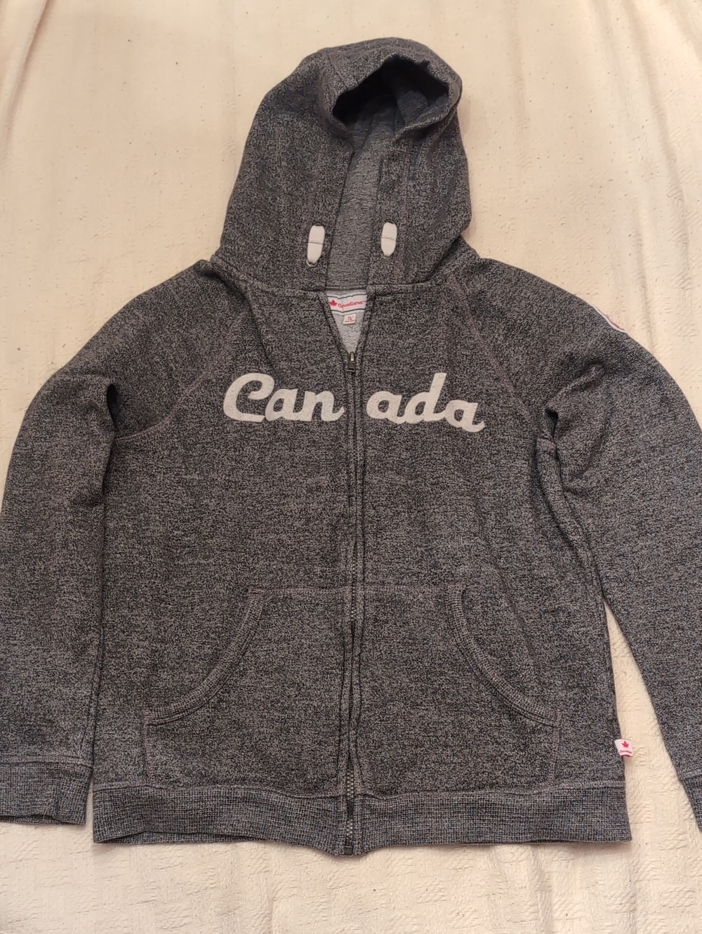 Kids' Heather Gray Zip-Up Hoodie with 'Canada' Script